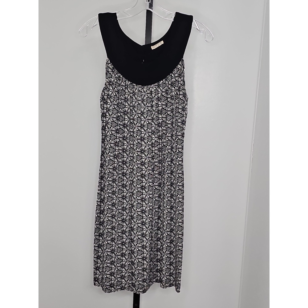 NOTICE Women Black White Geometric Floral Print Sleeveless Tank Dress S/M